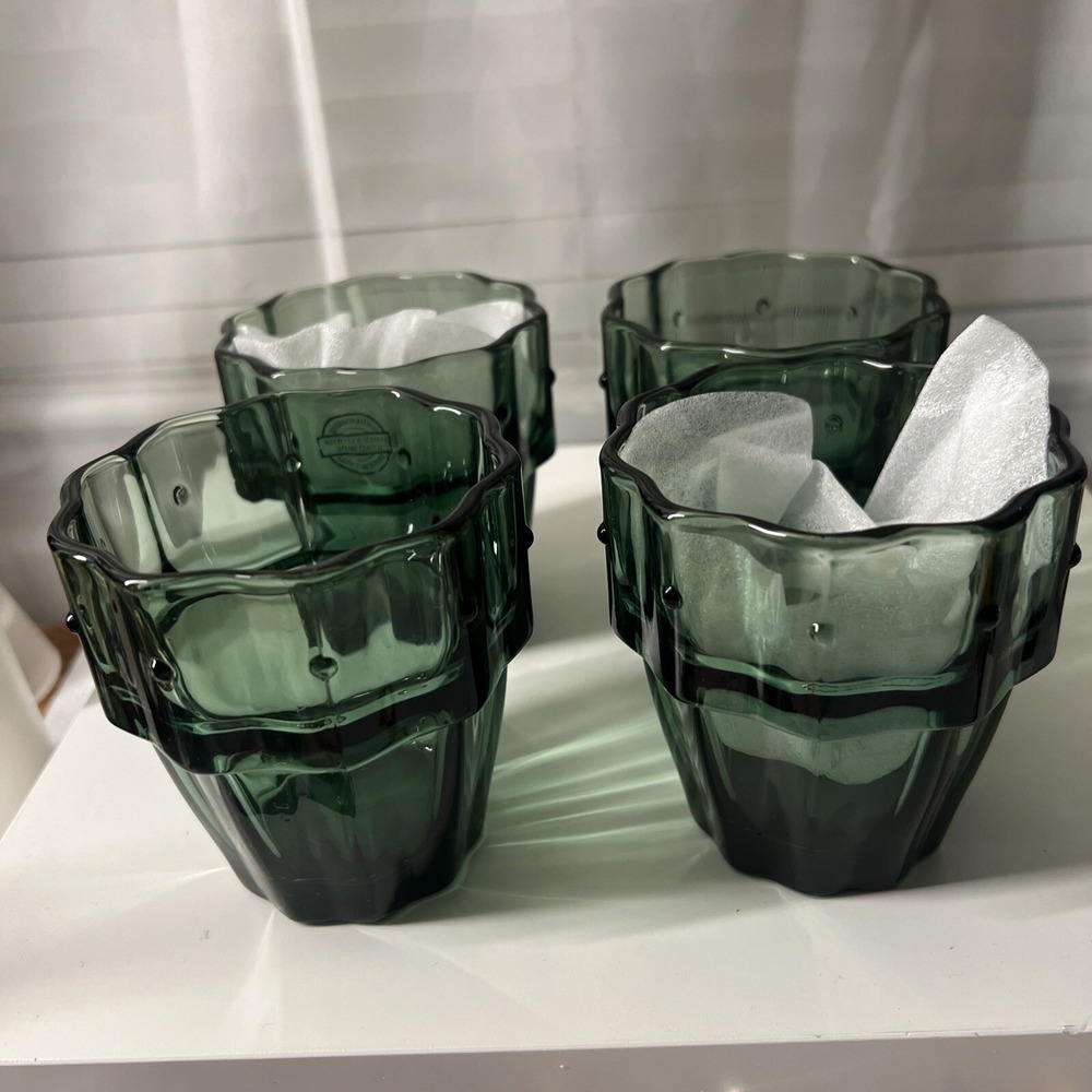 CACTUS 4 Stacking Glasses CUPS Green Unique Drinking Nesting